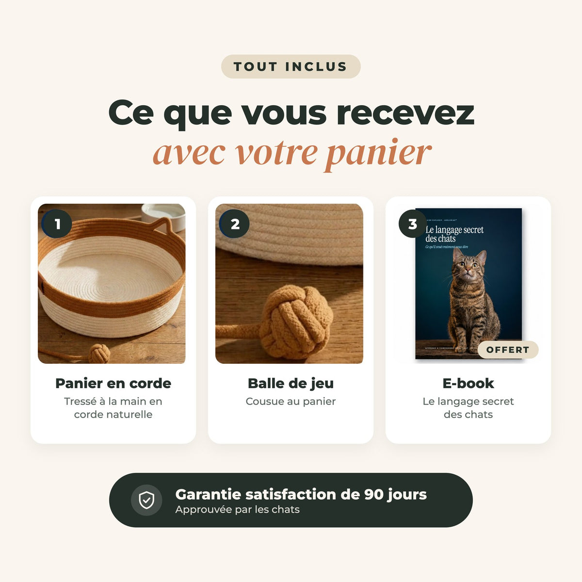 Panier en corde naturelle pour chat