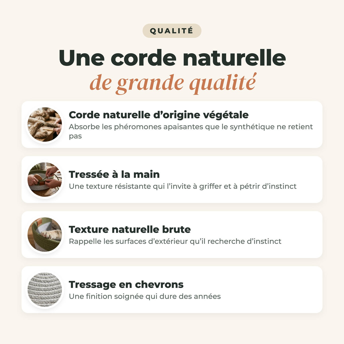 Panier en corde naturelle pour chat