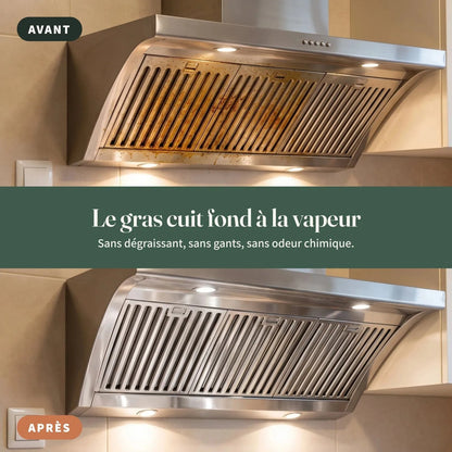 Hotte avant / après nettoyage à la vapeur